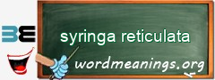 WordMeaning blackboard for syringa reticulata